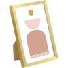 imageupsimples 5x7 Picture Frame Set of 3 Made of High Definition Glass for 5 x 7 Wall and Tabletop Display Thin Border Photo Frames for Home Decor RedGold