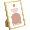 imageupsimples 5x7 Picture Frame Set of 3 Made of High Definition Glass for 5 x 7 Wall and Tabletop Display Thin Border Photo Frames for Home Decor RedGold