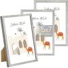 imageupsimples 5x7 Picture Frame Set of 3 Made of High Definition Glass for 5 x 7 Wall and Tabletop Display Thin Border Photo Frames for Home Decor RedGrey