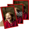 imageupsimples 5x7 Picture Frame Set of 3 Made of High Definition Glass for 5 x 7 Wall and Tabletop Display Thin Border Photo Frames for Home Decor RedRed