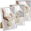 imageupsimples 5x7 Picture Frame Set of 3 Made of High Definition Glass for 5 x 7 Wall and Tabletop Display Thin Border Photo Frames for Home Decor RedSilver