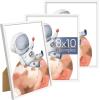 imageupsimples 5x7 Picture Frame Set of 3 Made of High Definition Glass for 5 x 7 Wall and Tabletop Display Thin Border Photo Frames for Home Decor RedWhite