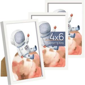 imageupsimples 5x7 Picture Frame Set of 3 Made of High Definition Glass for 5 x 7 Wall and Tabletop Display Thin Border Photo Frames for Home Decor RedWhite