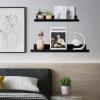 imageUpsimples Home Floating Shelves for Wall Dcor Storage Wall Shelves Set of 5 Small Picture Ledge Farmhouse Shelves Wall Mounted Wood Shelves for Living Room Bedroom Bathroom Kitchen Black