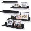 imageUpsimples Home Floating Shelves for Wall Dcor Storage Wall Shelves Set of 5 Small Picture Ledge Farmhouse Shelves Wall Mounted Wood Shelves for Living Room Bedroom Bathroom Kitchen Black
