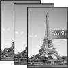imageupsimples 12x18 Picture Frame White 3 Pack ScratchProof Poster Frames 12 x 18 for Photo Gallery  SlideIn Strips Horizontal or Vertical Wall MountingBlack