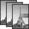 imageupsimples 12x18 Picture Frame White 3 Pack ScratchProof Poster Frames 12 x 18 for Photo Gallery  SlideIn Strips Horizontal or Vertical Wall MountingBlack
