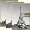imageupsimples 12x18 Picture Frame White 3 Pack ScratchProof Poster Frames 12 x 18 for Photo Gallery  SlideIn Strips Horizontal or Vertical Wall MountingGold