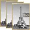imageupsimples 12x18 Picture Frame White 3 Pack ScratchProof Poster Frames 12 x 18 for Photo Gallery  SlideIn Strips Horizontal or Vertical Wall MountingGold