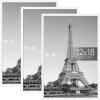 imageupsimples 12x18 Picture Frame White 3 Pack ScratchProof Poster Frames 12 x 18 for Photo Gallery  SlideIn Strips Horizontal or Vertical Wall MountingWhite