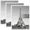 imageupsimples 12x18 Picture Frame White 3 Pack ScratchProof Poster Frames 12 x 18 for Photo Gallery  SlideIn Strips Horizontal or Vertical Wall MountingWhite