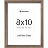 imageupsimples 8x10 Picture Frame Natural Solid Wooden Picture Frames Display 5x7 with Mat or 8 x 10 Without Mat Wall or Tabletop 1 Pack NaturalBrown