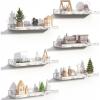 imageupsimples Floating Shelves for Wall Wall Shelves for Decor Storage Set of 6 Wall Mounted Wood Shelves for Bedroom Living Room Bathroom Kitchen 236 inch Long Picture Ledge Shelves WhiteRustic White