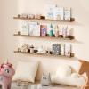 imageupsimples Floating Shelves for Wall Wall Shelves for Decor Storage Set of 6 Wall Mounted Wood Shelves for Bedroom Living Room Bathroom Kitchen 236 inch Long Picture Ledge Shelves WhiteBrown