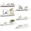 imageupsimples Floating Shelves for Wall Wall Shelves for Decor Storage Set of 6 Wall Mounted Wood Shelves for Bedroom Living Room Bathroom Kitchen 236 inch Long Picture Ledge Shelves WhiteWhite