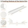 imageupsimples Floating Shelves for Wall Wall Shelves for Decor Storage Set of 6 Wall Mounted Wood Shelves for Bedroom Living Room Bathroom Kitchen 236 inch Long Picture Ledge Shelves WhiteWhite