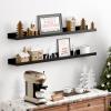 imageupsimples Floating Shelves for Wall Wall Shelves for Decor Storage Set of 6 Wall Mounted Wood Shelves for Bedroom Living Room Bathroom Kitchen 236 inch Long Picture Ledge Shelves WhiteBlack