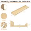 imageupsimples Floating Shelves for Wall Wall Shelves for Decor Storage Set of 6 Wall Mounted Wood Shelves for Bedroom Living Room Bathroom Kitchen 236 inch Long Picture Ledge Shelves WhiteNatural