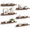 imageupsimples Floating Shelves for Wall Wall Shelves for Decor Storage Set of 6 Wall Mounted Wood Shelves for Bedroom Living Room Bathroom Kitchen 236 inch Long Picture Ledge Shelves WhiteBrown