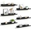 imageupsimples Floating Shelves for Wall Wall Shelves for Decor Storage Set of 6 Wall Mounted Wood Shelves for Bedroom Living Room Bathroom Kitchen 236 inch Long Picture Ledge Shelves WhiteBlack