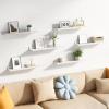 imageupsimples Floating Shelves for Wall Wall Shelves for Decor Storage Set of 6 Wall Mounted Wood Shelves for Bedroom Living Room Bathroom Kitchen 236 inch Long Picture Ledge Shelves WhiteWhite