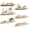 imageupsimples Floating Shelves for Wall Wall Shelves for Decor Storage Set of 6 Wall Mounted Wood Shelves for Bedroom Living Room Bathroom Kitchen 236 inch Long Picture Ledge Shelves WhiteNatural