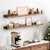 imageupsimples Floating Shelves for Wall Wall Shelves for Decor Storage Set of 6 Wall Mounted Wood Shelves for Bedroom Living Room Bathroom Kitchen 236 inch Long Picture Ledge Shelves WhiteBrown