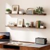 imageupsimples Floating Shelves for Wall Wall Shelves for Decor Storage Set of 6 Wall Mounted Wood Shelves for Bedroom Living Room Bathroom Kitchen 236 inch Long Picture Ledge Shelves WhiteBrown