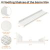 imageupsimples Floating Shelves for Wall Wall Shelves for Decor Storage Set of 6 Wall Mounted Wood Shelves for Bedroom Living Room Bathroom Kitchen 236 inch Long Picture Ledge Shelves WhiteWhite