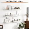 imageupsimples Floating Shelves for Wall Wall Shelves for Decor Storage Set of 6 Wall Mounted Wood Shelves for Bedroom Living Room Bathroom Kitchen 236 inch Long Picture Ledge Shelves WhiteWhite