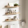 imageupsimples Floating Shelves for Wall Wall Shelves for Decor Storage Set of 6 Wall Mounted Wood Shelves for Bedroom Living Room Bathroom Kitchen 236 inch Long Picture Ledge Shelves WhiteNatural