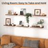 imageupsimples Floating Shelves for Wall Wall Shelves for Decor Storage Set of 6 Wall Mounted Wood Shelves for Bedroom Living Room Bathroom Kitchen 236 inch Long Picture Ledge Shelves WhiteBrown
