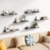 imageupsimples Floating Shelves for Wall Wall Shelves for Decor Storage Set of 6 Wall Mounted Wood Shelves for Bedroom Living Room Bathroom Kitchen 236 inch Long Picture Ledge Shelves WhiteGrey