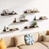 imageupsimples Floating Shelves for Wall Wall Shelves for Decor Storage Set of 6 Wall Mounted Wood Shelves for Bedroom Living Room Bathroom Kitchen 236 inch Long Picture Ledge Shelves WhiteBrown