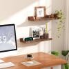 imageupsimples Floating Shelves for Wall Wall Shelves for Decor Storage Set of 6 Wall Mounted Wood Shelves for Bedroom Living Room Bathroom Kitchen 236 inch Long Picture Ledge Shelves WhiteBrown