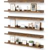 imageupsimples Floating Shelves for Wall Wall Shelves for Decor Storage Set of 6 Wall Mounted Wood Shelves for Bedroom Living Room Bathroom Kitchen 236 inch Long Picture Ledge Shelves WhiteBrown