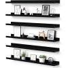 imageupsimples Floating Shelves for Wall Wall Shelves for Decor Storage Set of 6 Wall Mounted Wood Shelves for Bedroom Living Room Bathroom Kitchen 236 inch Long Picture Ledge Shelves WhiteBlack
