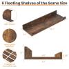 imageupsimples Floating Shelves for Wall Wall Shelves for Decor Storage Set of 6 Wall Mounted Wood Shelves for Bedroom Living Room Bathroom Kitchen 236 inch Long Picture Ledge Shelves WhiteBrown