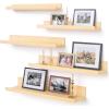 imageUpsimples Home Floating Shelves for Wall Dcor Storage Wall Shelves Set of 5 Small Picture Ledge Farmhouse Shelves Wall Mounted Wood Shelves for Living Room Bedroom Bathroom Kitchen Natural