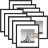 imageupsimples 8x8 Picture Frame Set of 10 Display Pictures 5x5 with Mat or 8x10 Without Multi Photo Frames Collage for Wall or Tabletop Display BlackBlack