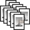 imageupsimples 8x8 Picture Frame Set of 10 Display Pictures 5x5 with Mat or 8x10 Without Multi Photo Frames Collage for Wall or Tabletop Display BlackBlack