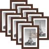 imageupsimples 8x8 Picture Frame Set of 10 Display Pictures 5x5 with Mat or 8x10 Without Multi Photo Frames Collage for Wall or Tabletop Display BlackBrown
