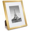 imageupsimples 8x8 Picture Frame Set of 10 Display Pictures 5x5 with Mat or 8x10 Without Multi Photo Frames Collage for Wall or Tabletop Display BlackGold