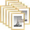 imageupsimples 8x8 Picture Frame Set of 10 Display Pictures 5x5 with Mat or 8x10 Without Multi Photo Frames Collage for Wall or Tabletop Display BlackGold