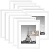 imageupsimples 8x8 Picture Frame Set of 10 Display Pictures 5x5 with Mat or 8x10 Without Multi Photo Frames Collage for Wall or Tabletop Display BlackWhite