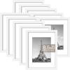 imageupsimples 8x8 Picture Frame Set of 10 Display Pictures 5x5 with Mat or 8x10 Without Multi Photo Frames Collage for Wall or Tabletop Display BlackWhite