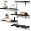 imageupsimples Floating Shelves for Wall Decor Storage Black Wall Mounted Shelves Set of 5 Sturdy Small Wood Shelves Hanging for Bedroom Living Room Bathroom Kitchen Corner BookBlack