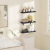 imageupsimples Floating Shelves for Wall Decor Storage Black Wall Mounted Shelves Set of 5 Sturdy Small Wood Shelves Hanging for Bedroom Living Room Bathroom Kitchen Corner BookBlack