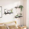 imageupsimples Floating Shelves for Wall Decor Storage Black Wall Mounted Shelves Set of 5 Sturdy Small Wood Shelves Hanging for Bedroom Living Room Bathroom Kitchen Corner BookBlack