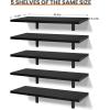 imageupsimples Floating Shelves for Wall Decor Storage Black Wall Mounted Shelves Set of 5 Sturdy Small Wood Shelves Hanging for Bedroom Living Room Bathroom Kitchen Corner BookBlack